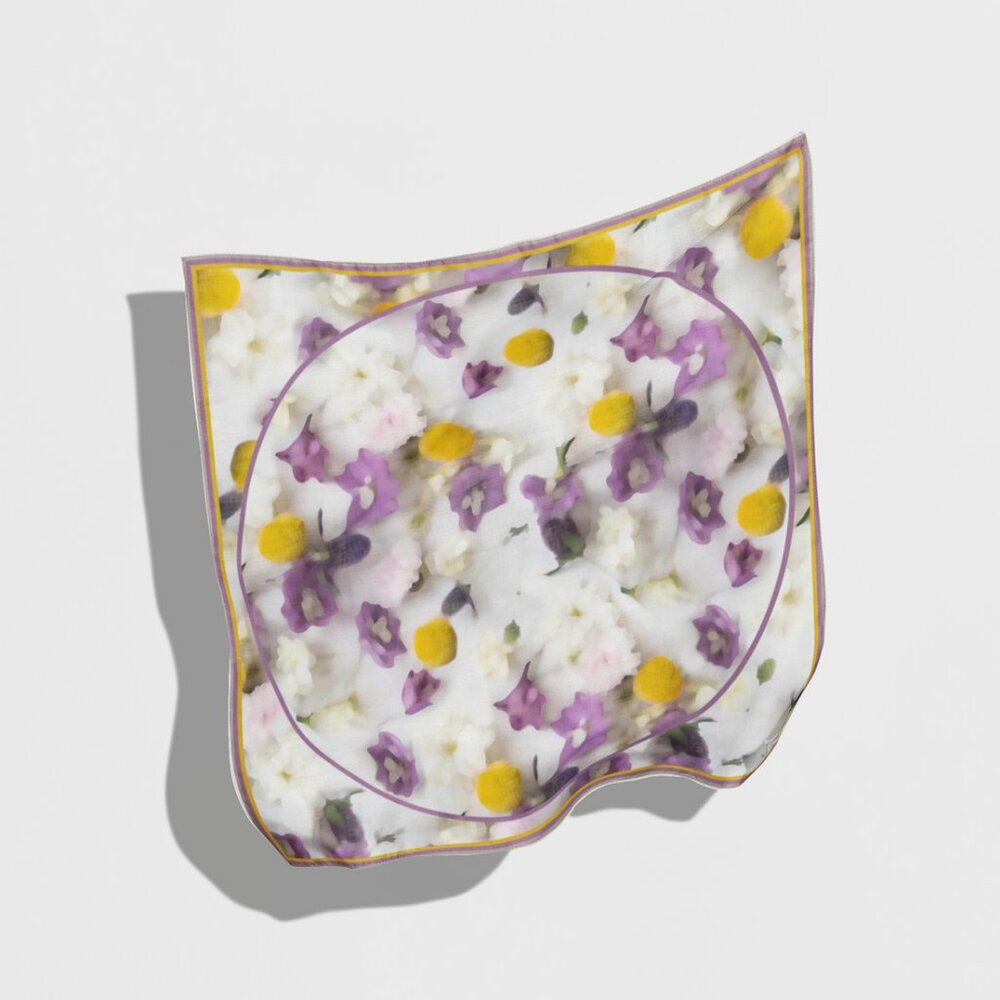 ARTIFACT.  Vibrant Blossom Square Silk Scarf
